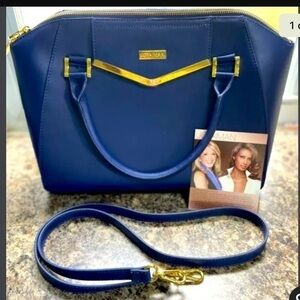 NEW Joy & Iman Purple Leathet Satchel Tote Purse With Shoulder Strap .